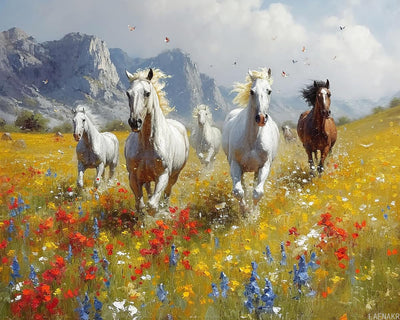 LAENAKR Paint by Numbers, Galloping Horses in Valley, Adult Crafts Adult Paint by Number Kits, Arts Crafts for Home Decor (No Frame,16x20 inch)