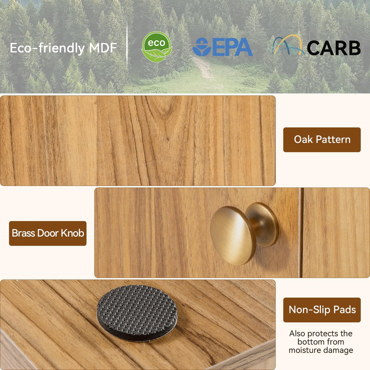 Wooden Cat Litter Box Enclosure with Storage Compartment with Adjustable Divider, Hidden Litter Box Furniture and Hall Table, Cat Box Enclosure, 42.5''L*18.5W*16.9H (Oak, Rattan) Furriends