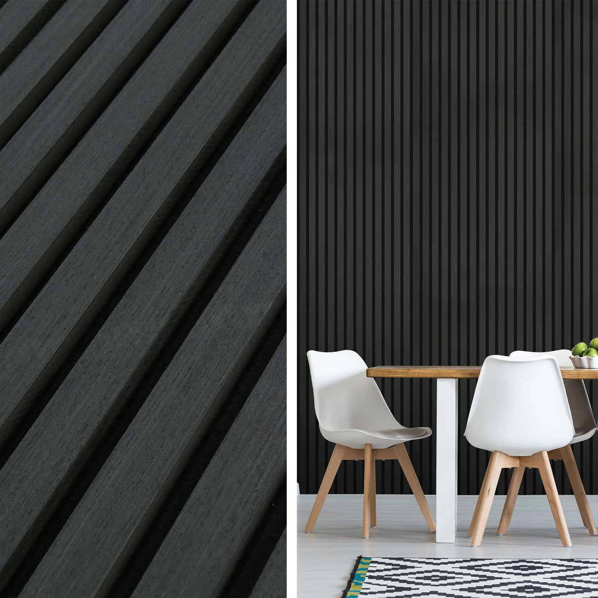 INNO STICKERS 3-Piece Wood Slat Wall Panel for Interior Wall Decor Noise Cancelling 94.5" x 11.4" Acoustic Decorative 3D Sound Absorbing Wall Paneling, Black Oak, 22.4 Sq.Ft INNO STICKERS