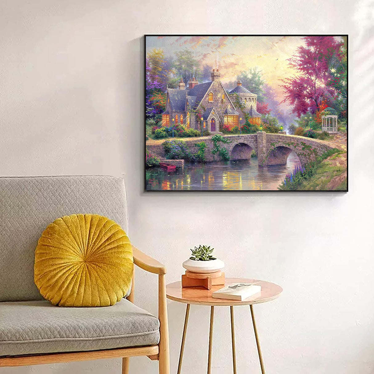 Jigsaw Puzzles for Adults 1000 Pieces Country House Puzzles Spring Landscape Puzzle Picturesque Bridge 1000 Piece Jigsaw Puzzle DIY Challenging Game Toys Gift CHengQiSM