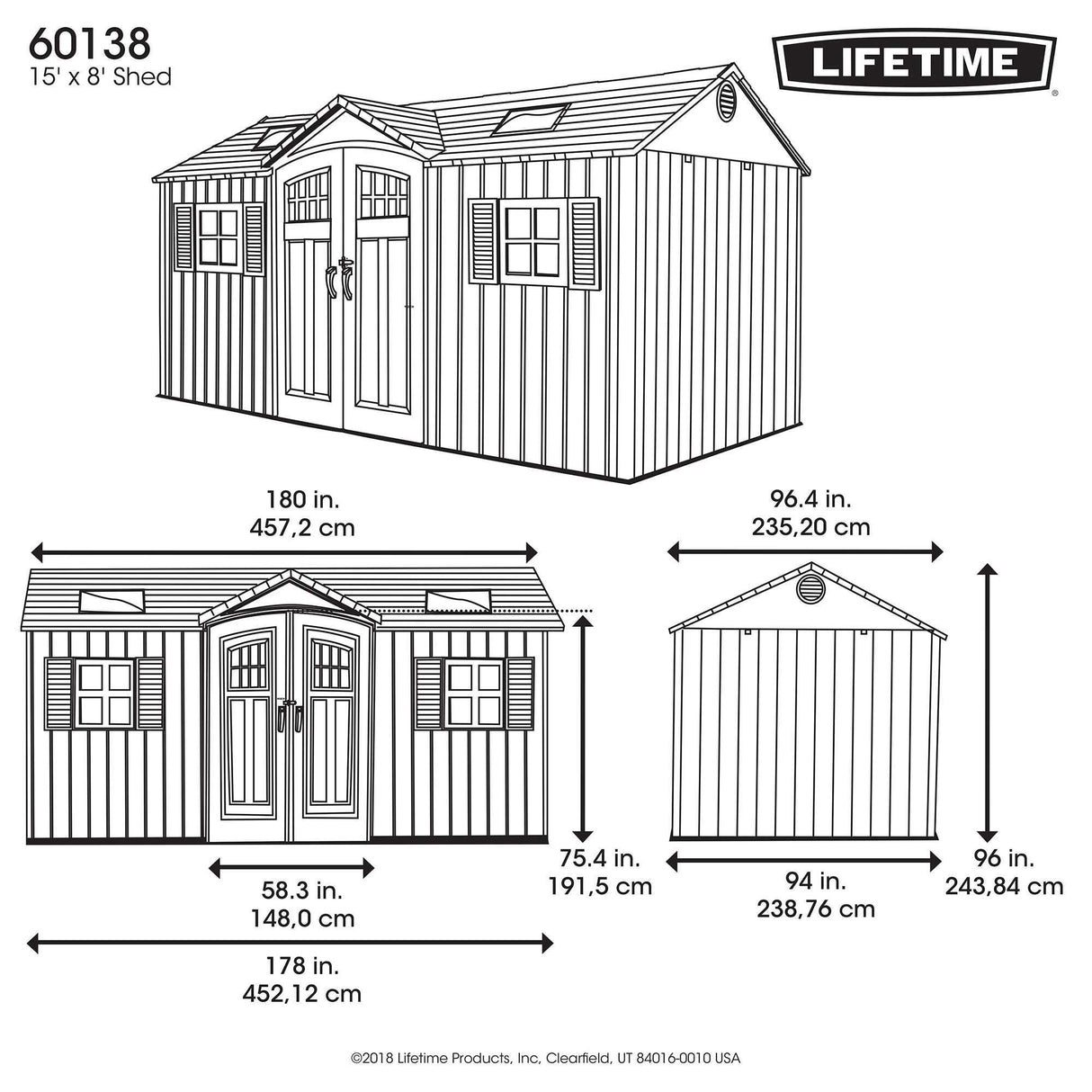 Lifetime 60138 Outdoor Storage Shed, Desert Sand, 15 x 8 Feet Lifetime