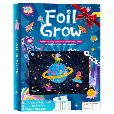 CREATIVETREES Foil Arts and Crafts for Kids – Space Craft with Clean Crafting, Mess-Free Coloring, Travel Toys, and Birthday Gifts for Ages 4 5 6 7 8 9-12