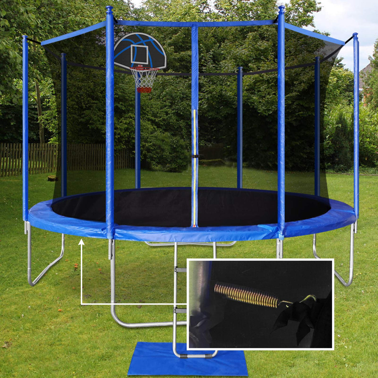 ACWARM HOME 12FT Trampoline Safety Pad Replacement Round Spring Protection Cover, Fits 12ft Frames, Water-Resistant Trampoline Accessories, No Holes for Poles (Blue, 12ft) ACWARM HOME