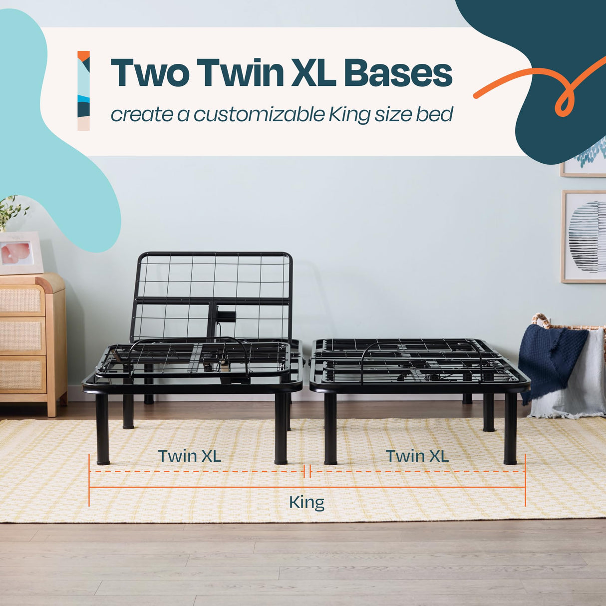 Linenspa Adjustable Bed Frame - Independent Head and Foot Incline - Powerful Quiet Motor - Easy Tool Free Assembly - Lounging - Watch TV - Working - Reading - Ergonomic - Electric Bed Base - Full Size Linenspa