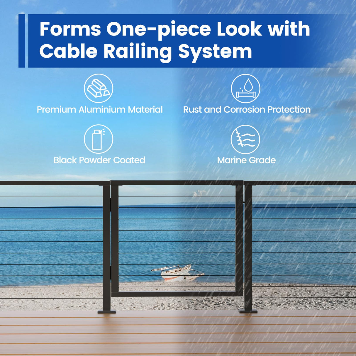 Muzata Aluminium Cable Railing Gate Black for Wood Metal 36" Cable Railing System Outdoor Seaside 36 1/32'' W X 32 13/32" H, DG01 BPA Muzata