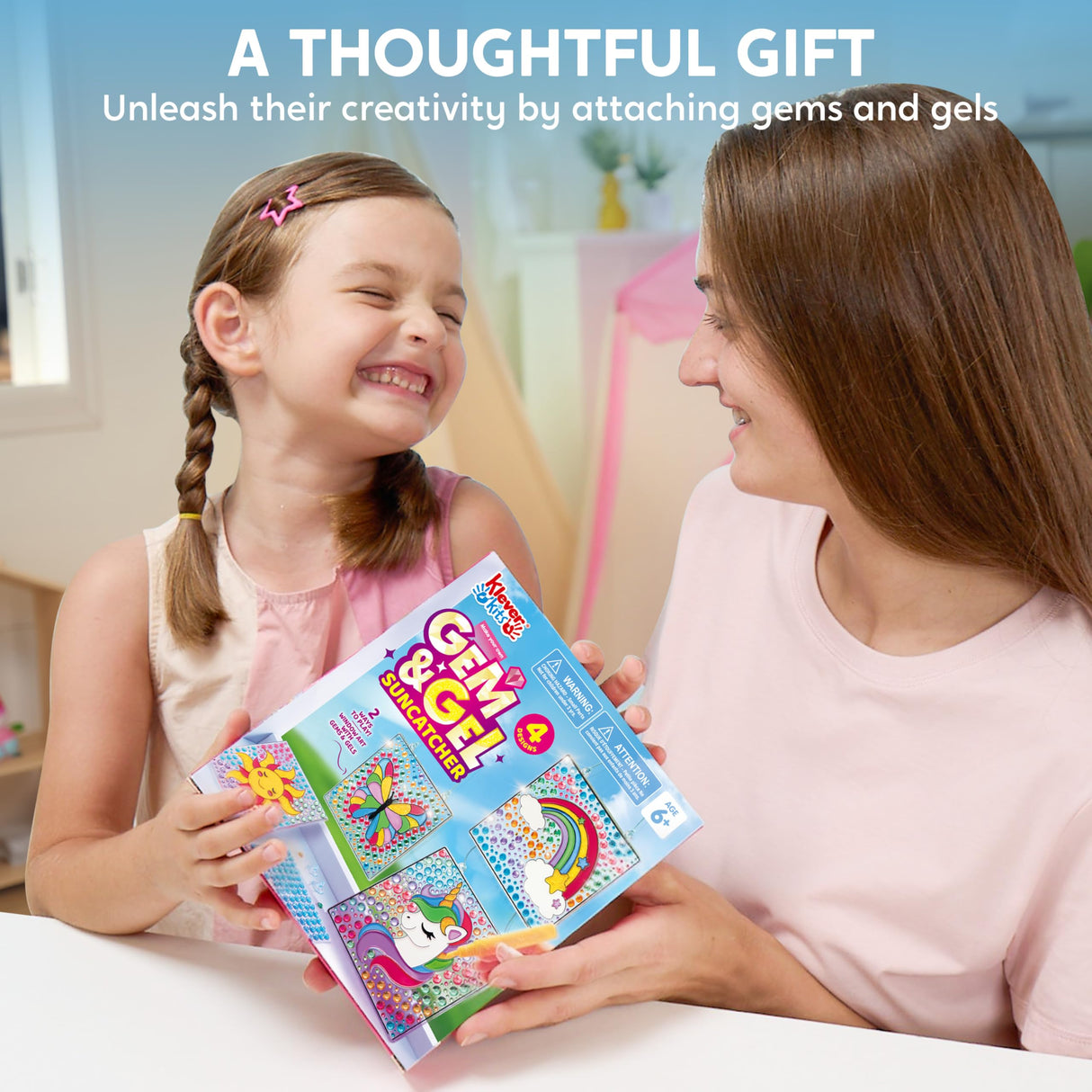 Klever Kits 4PCS Window Art, 2-in-1 Gems and Gels Suncatcher, 2 Ways to Play Diamond and Gels, Arts & Crafts Toys for Boys Girls, Christmas Birthday Gifts for Kids Age 6 and Up Klever Kits