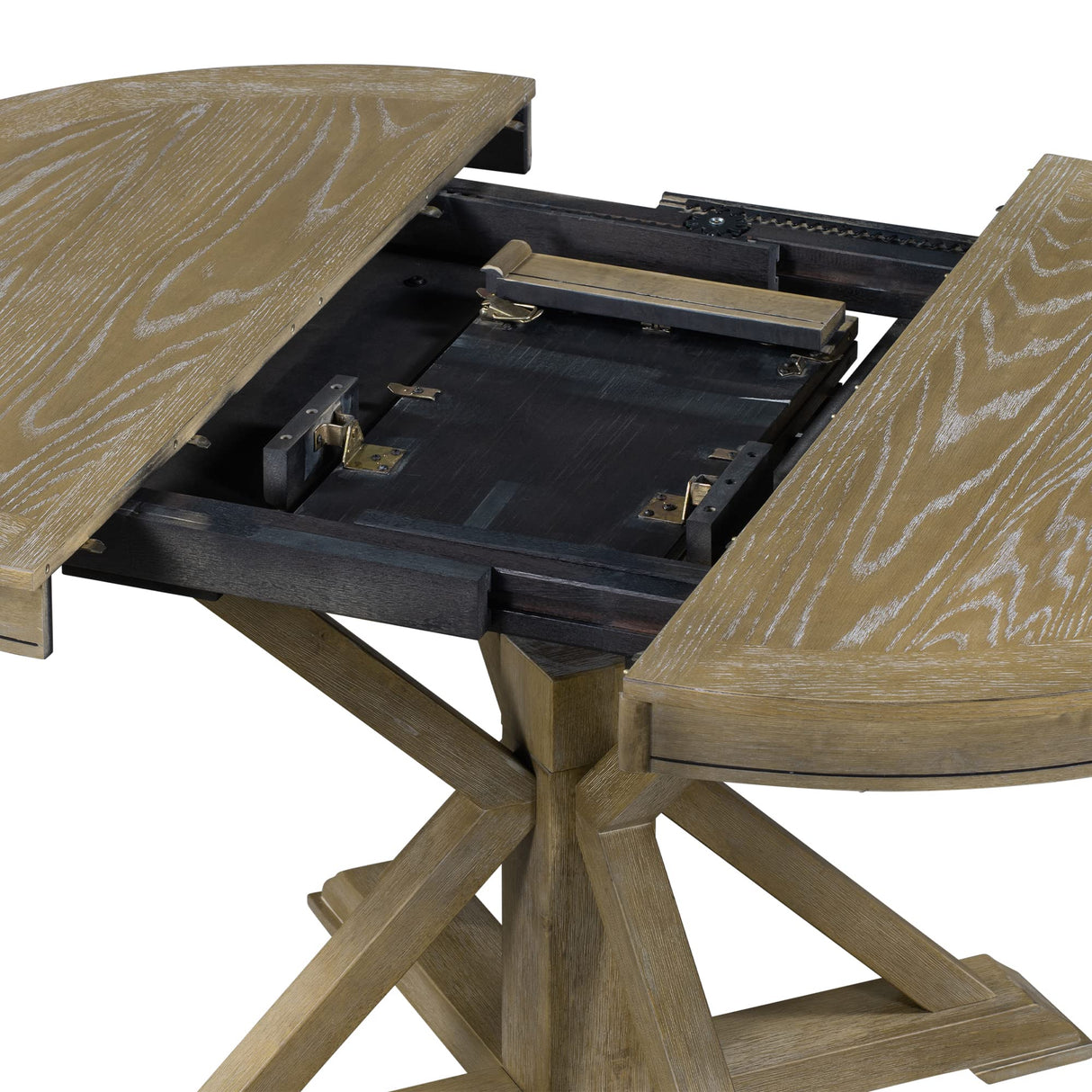 LUMISOL Dining Table for 6 People, 42"-54" Extendable Round Kitchen Table with a 12 Inch Leaf, Farmhouse Wooden Dining Table for Dining Room, Living Room, Apartment, Space-Saving, Natural LUMISOL