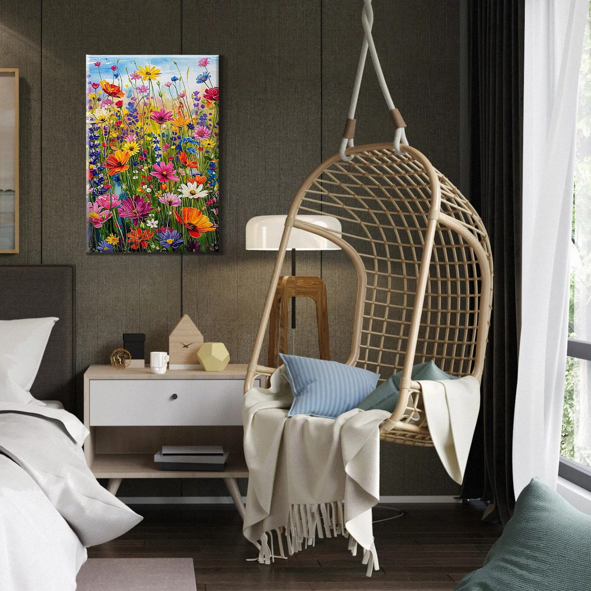 HeeBenor Framed Paint by Numbers Kit for Adults, Flowers Paint by Number with Easel, DIY Floral Acrylic Oil Painting Kit, Adult Paint by Number Kits Framed Canvas for Home Decor 8x12 Inch HeeBenor