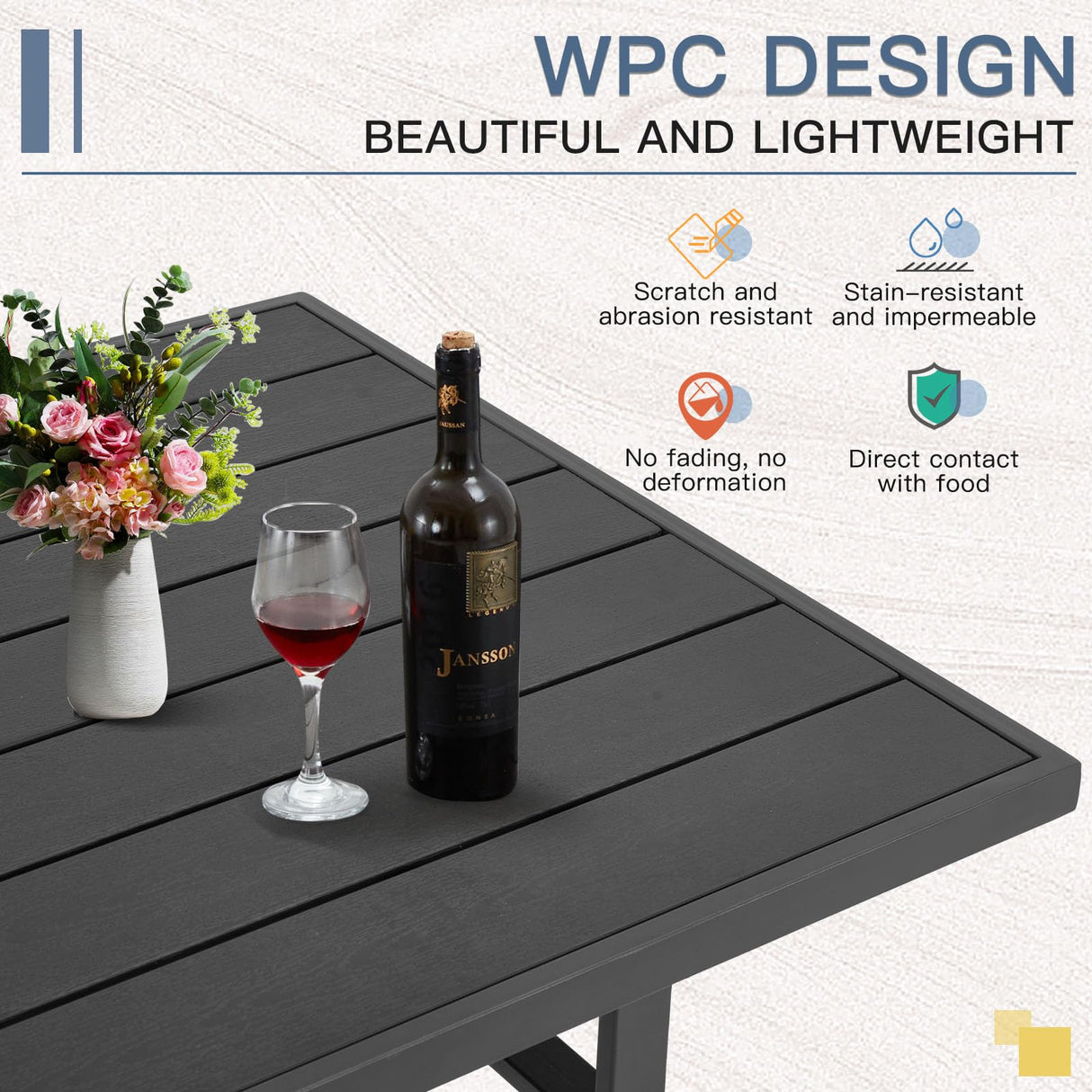 U-MAX Outdoor Patio Furniture Set, 7 Pieces Modern Metal Patio Furniture Set with Waterproof, Outdoor Dining Sofa Set with Table&Chair, Gray Cushions for Balcony, Porch, Lawn, Gray U-MAX