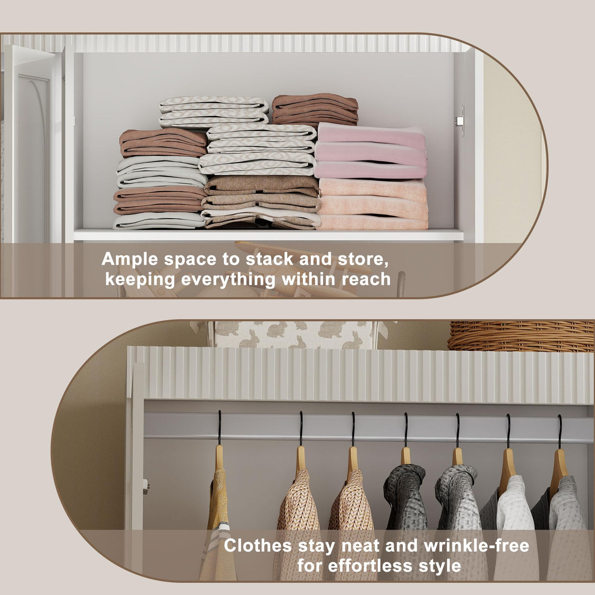 Swyanste White Armoire Wardrobe Closet: 74" Large Wardrobe Closet with 4 Drawers, 4 Door Armoire Wardrobes for Hanging Clothes, Modern Wooden Closets for Bedroom (White) Swyanste