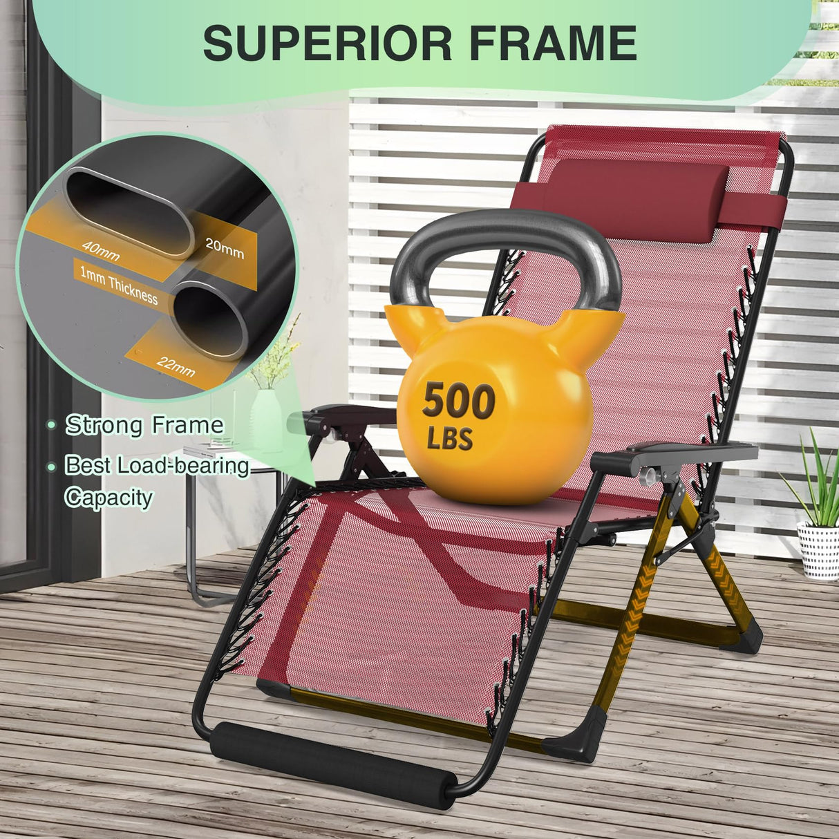 Suteck Oversized Zero Gravity Chair,33In XXL Lounge Chair w/Removable Cushion&Headrest, Reclining Camping Chair w/Upgraded Lock and Footrest, Reclining Patio Chairs Recliner for Indoor Outdoor,500LBS Suteck