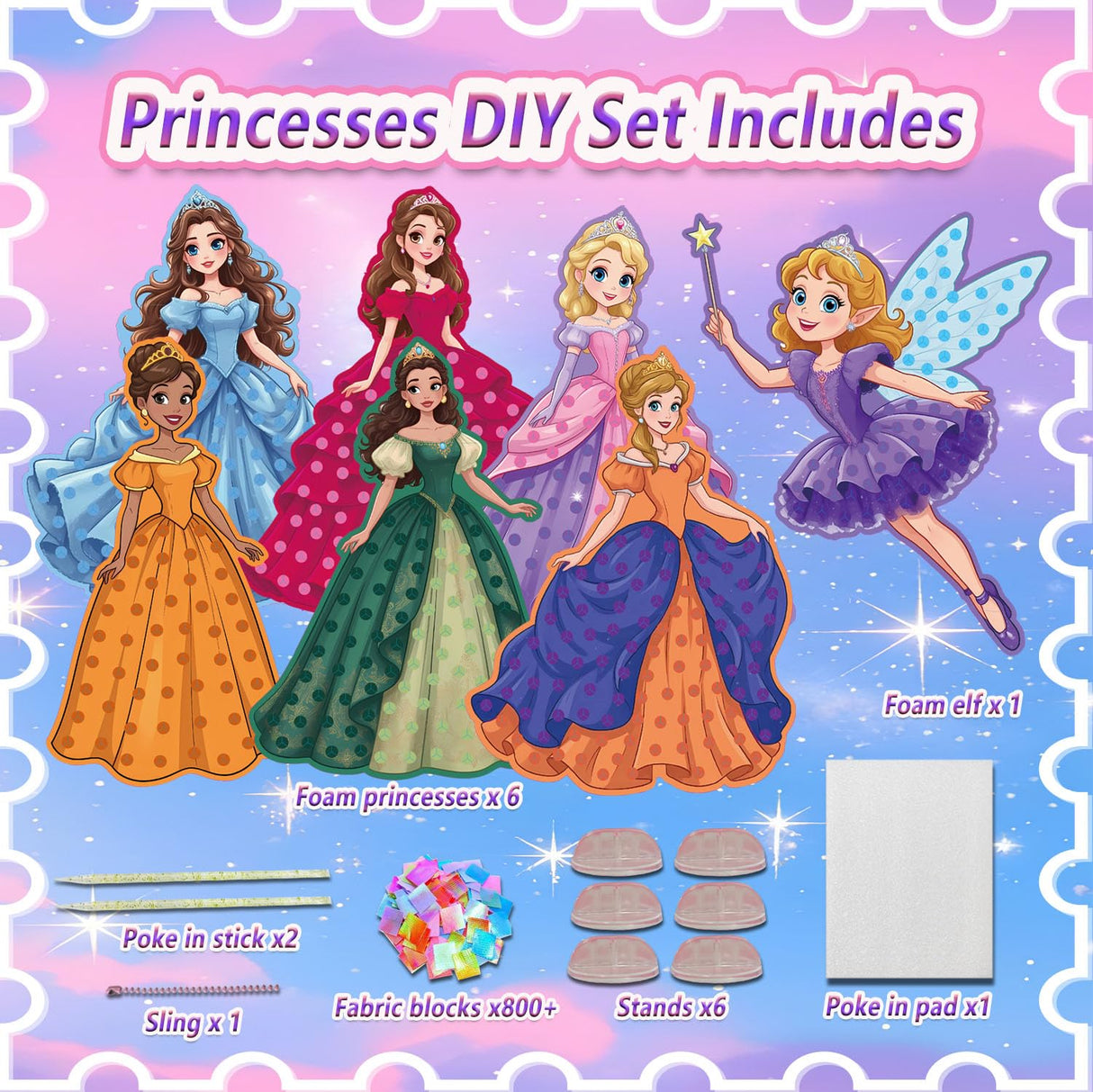 JRD&BS WINL Poke in Fun Art Kit for Kids Toys Age 3-12 Year Old 3D Creative Princesses for Girls Birthday Gifts for 3 4 5 6 7 8 9…… Year Old Boy DIY Craft Art Kit for Teens Beginner Kids JRD&BS WINL