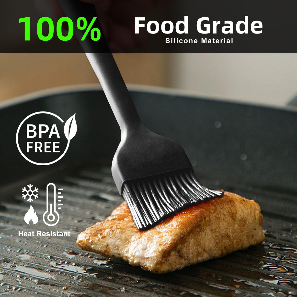 Black Silicone Basting Brush for Cooking Heat Resistant Pastry Brush for Kitchen BBQ Baking Oil and Egg Wash Durable One Piece Design BPA Free Dishwasher Safe oleaf