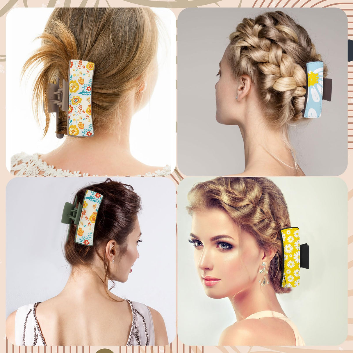 Yuxung 12 Pcs Hair Claw Clips Cover Sublimation Blanks with 6 Pcs Hair Claw Clips Sublimation Hair Claw Clips Cover Blanks 4" 4.1" 4.2", PU Leather for Hair Clips and Claw Clips (Neutral Color) Yuxung