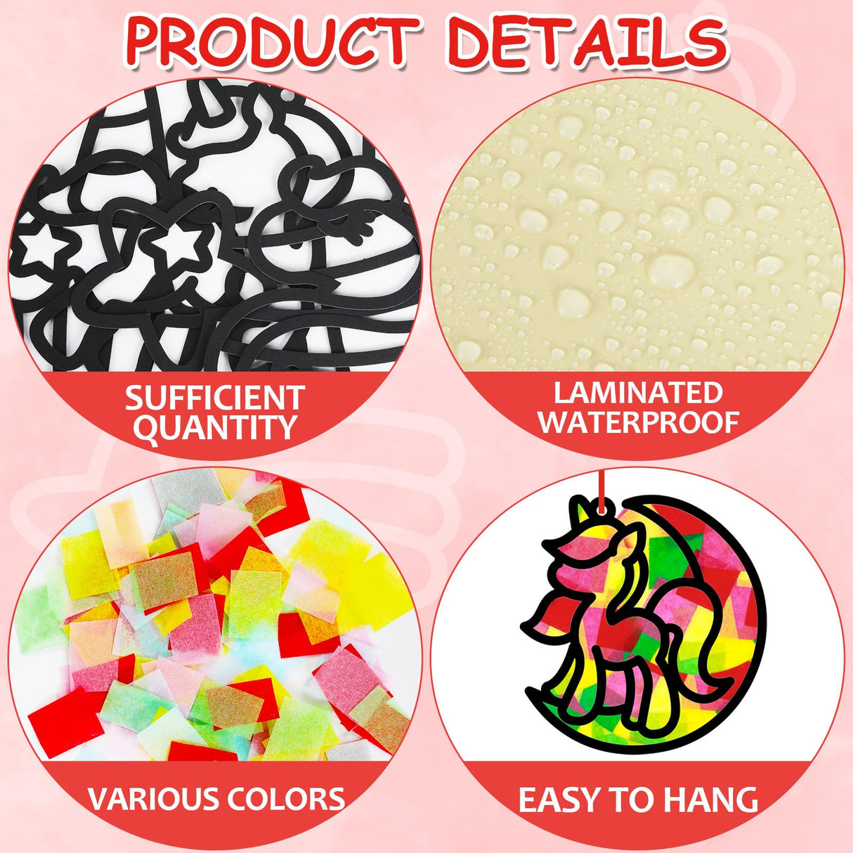 Qyeahkj 36 Set Unicorn Suncatchers Crafts for Kids DIY Unicorn Tissue Paper Crafts Window Stained Glass Effect Rainbow Hanging Decor School Home Creative Activity Art Project Birthday Party Favor Gift Qyeahkj