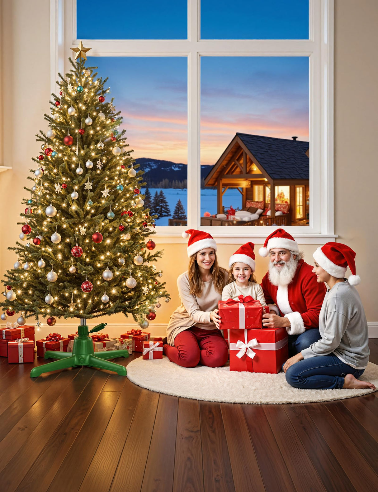 DG-Direct 360° Rotating Christmas Tree Stand, Up to 7.5ft, 90lb Artificial Christmas Tree, Fits 0.8–1.5" Tree Poles, Spinning Christmas Tree Stand, Christmas Tree Revolving Base with Remote Control DG-Direct