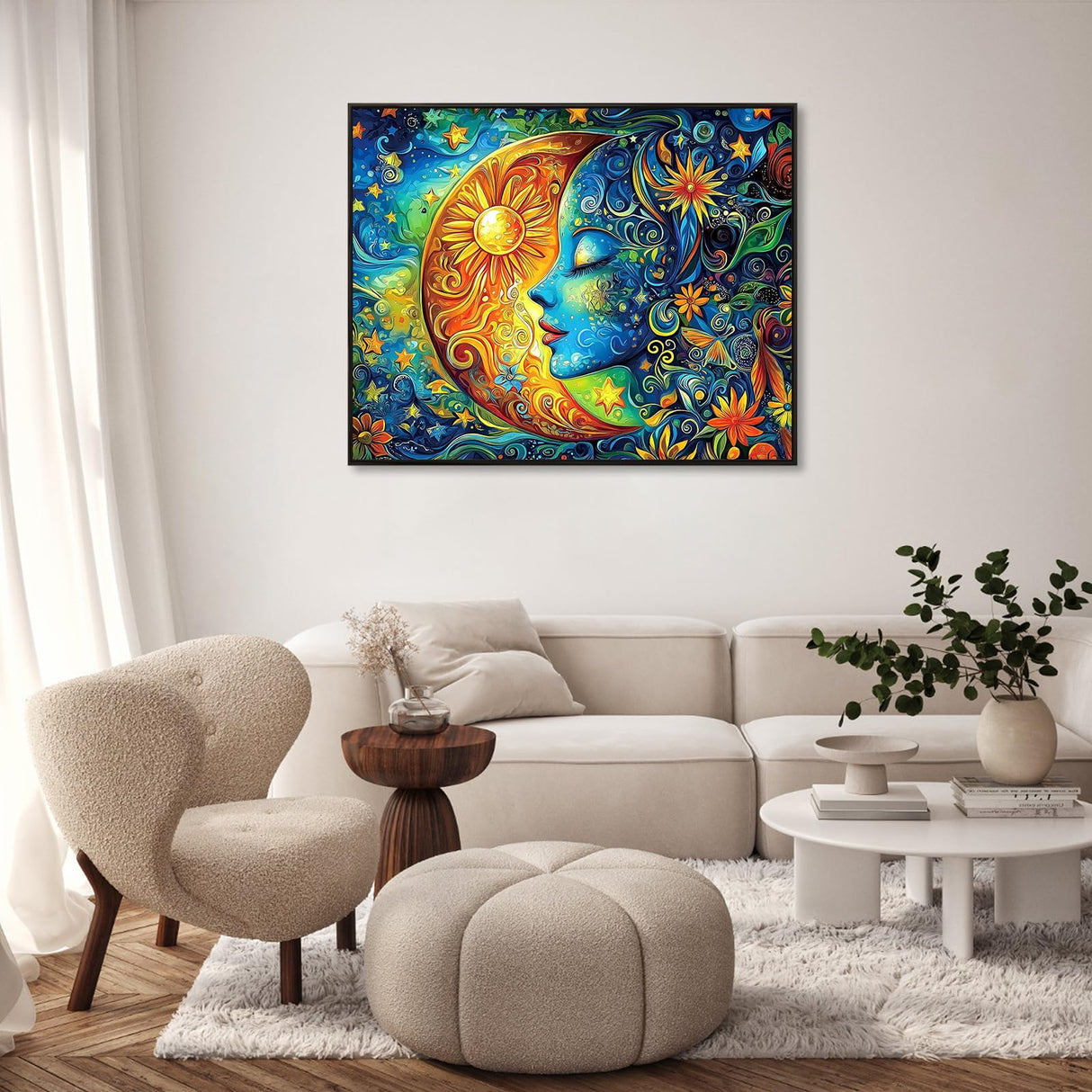 GEEHEIY Paint by Numbers Kit for Adults Beginner - Sun and Moon Adult Paint by Number Kits on Canvas, DIY Acrylic Oil Number Painting for Adults, Perfect for Home Decor Gift 16x20 Inch GEEHEIY