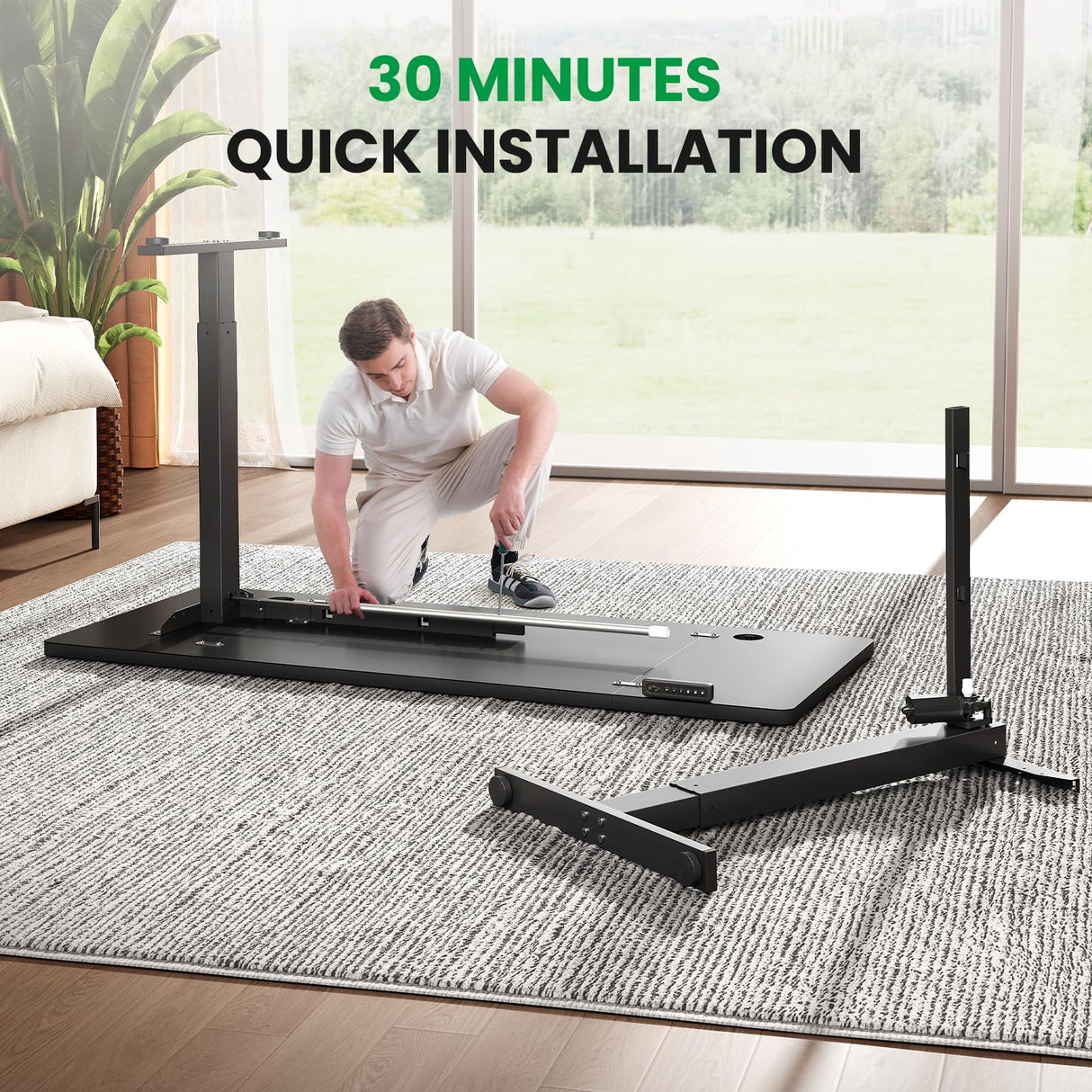 SIAGO Electric Standing Desk Adjustable - 55 x 24 Inch Sit Stand up Desk with Cable Management - 3 Memory Preset Adjustable Height Table SIAGO