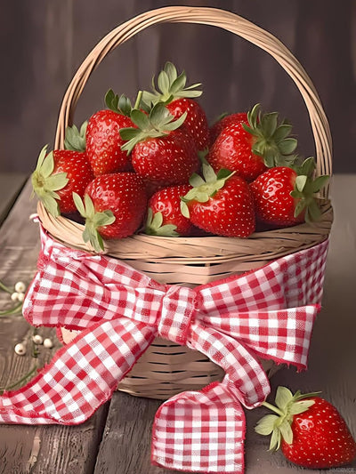 HMDIIMGE Food Diamond Painting for Adults, 5D Strawberries Full Drill Diamond Art Kit, DIY Floral Gem Painting Set, for Room Decor Bedroom Decor Gifts 12x16 inch