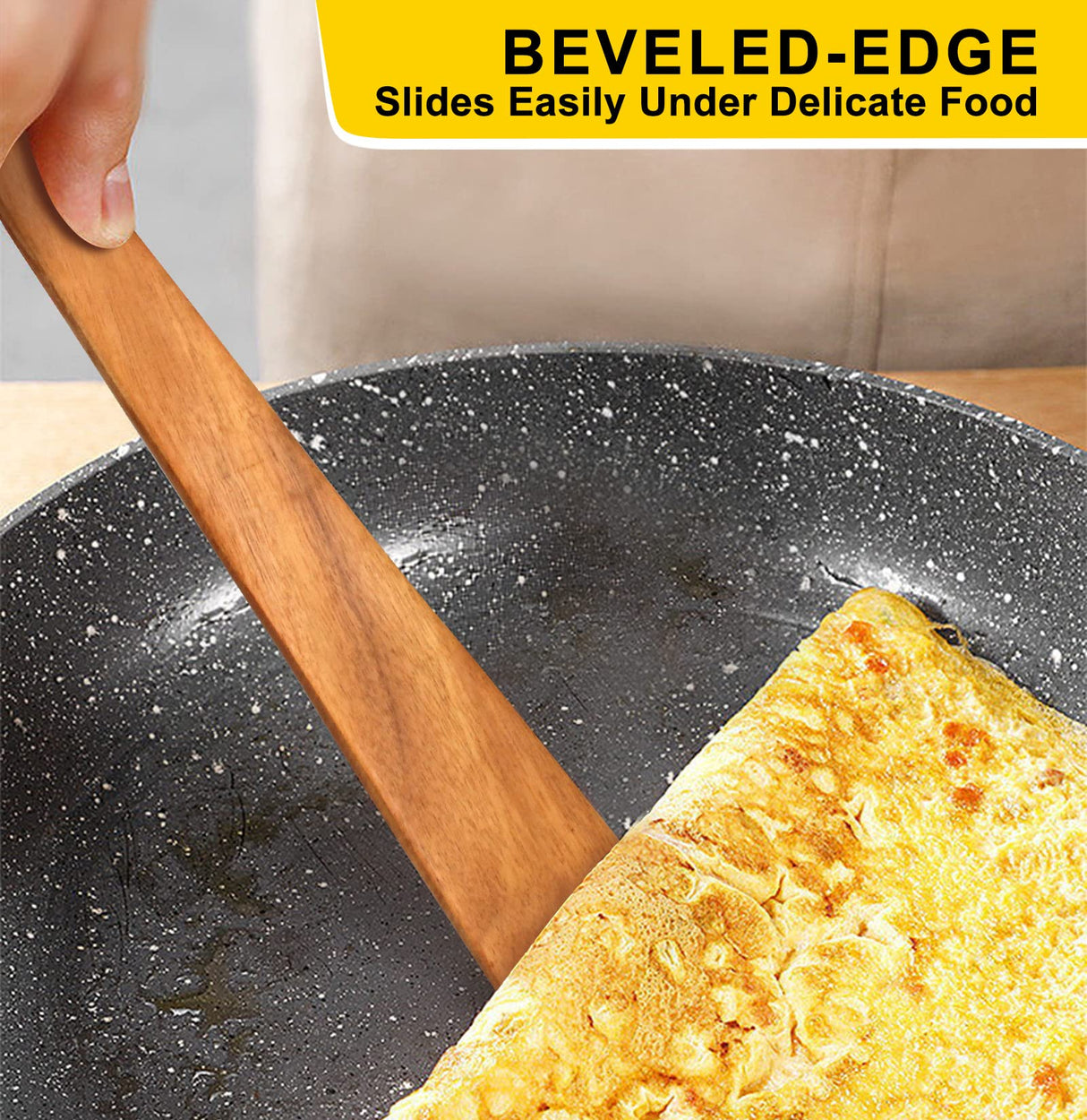 12 Inch Best Wood Spatula for Cooking Teak Kitchen Spatula Turner Flat Wooden Sourdough Spatula for Baking, Scraper Spatula Non Stick Cooking Utensil Egg Flipping Spatula Stirring Spurtle Spatula Ayiaren