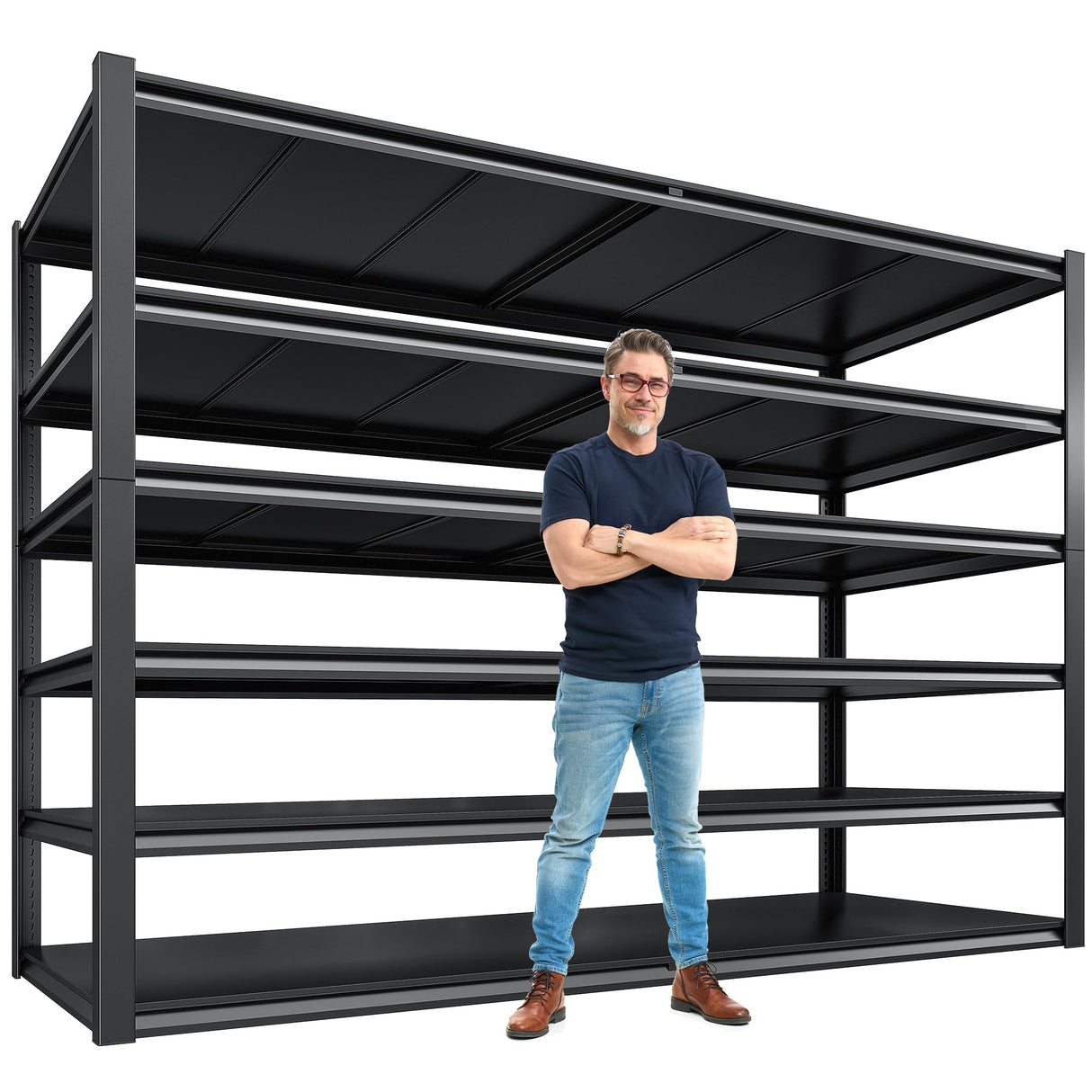 REIBII 55.1" W Storage Shelves,Garage Shelving Heavy Duty Shelving Unit Load 3500LBS, Adjustable 6-Tier Metal Shelves for Commercial Pantry Warehouse Basement 55.1" W x 25.8" D x 84.1" H REIBII