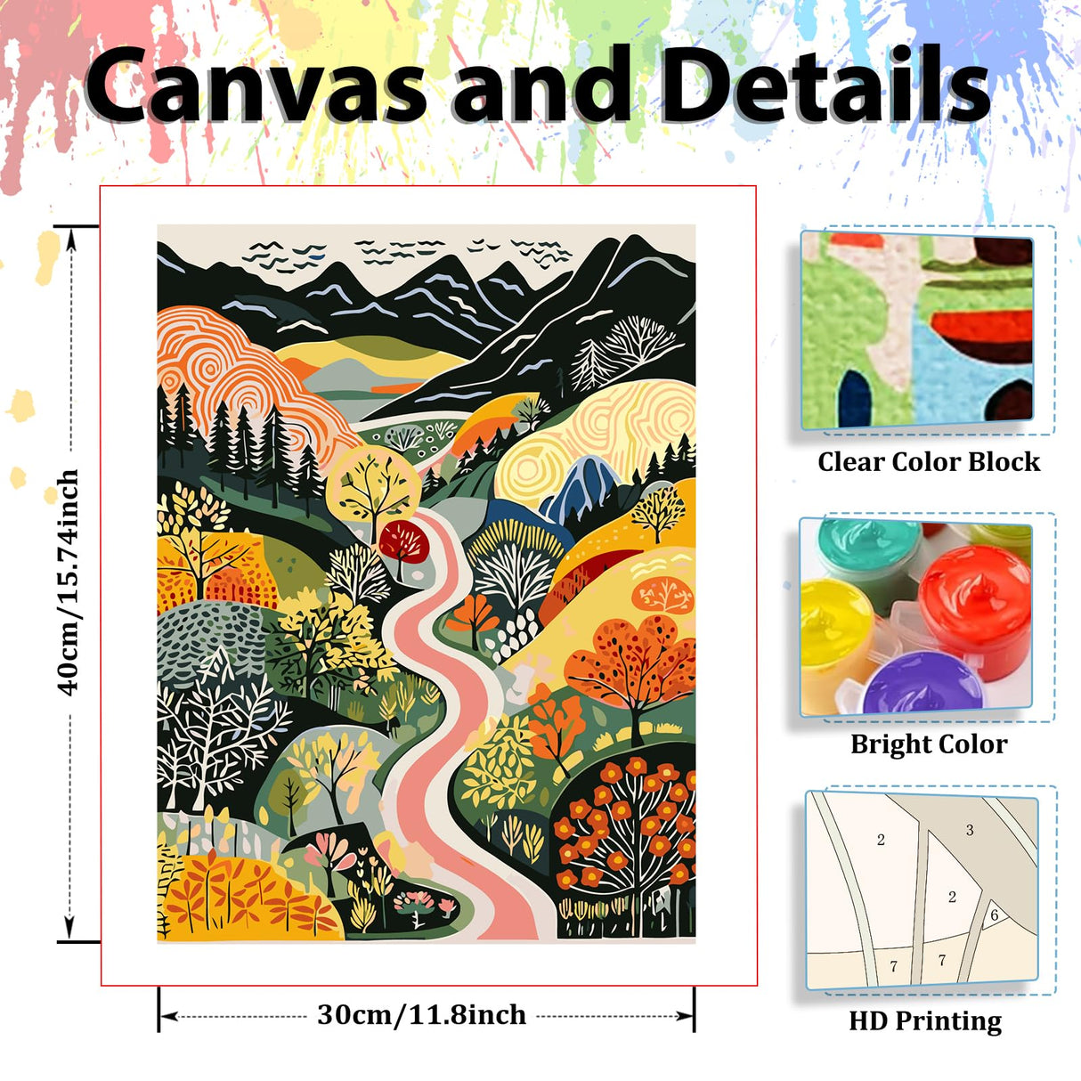 6 Pack Paint by Numbers Kit for Adults, Mountain Paint by Number for Adults Beginners, Paint by Numbers kit Mountain for Gift Home Wall Decor 12‘’W x 16''L hkejoi