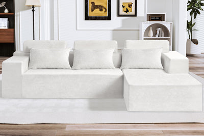 HABUTWAY 105" L-Shape Modular Sectional Sofa Couch for Living Room,No Assembly Required,Modular Comfy Sofa with Deep Seat for Living Room Bedroom,Luxury Distressed Velvet(Right,Beige)