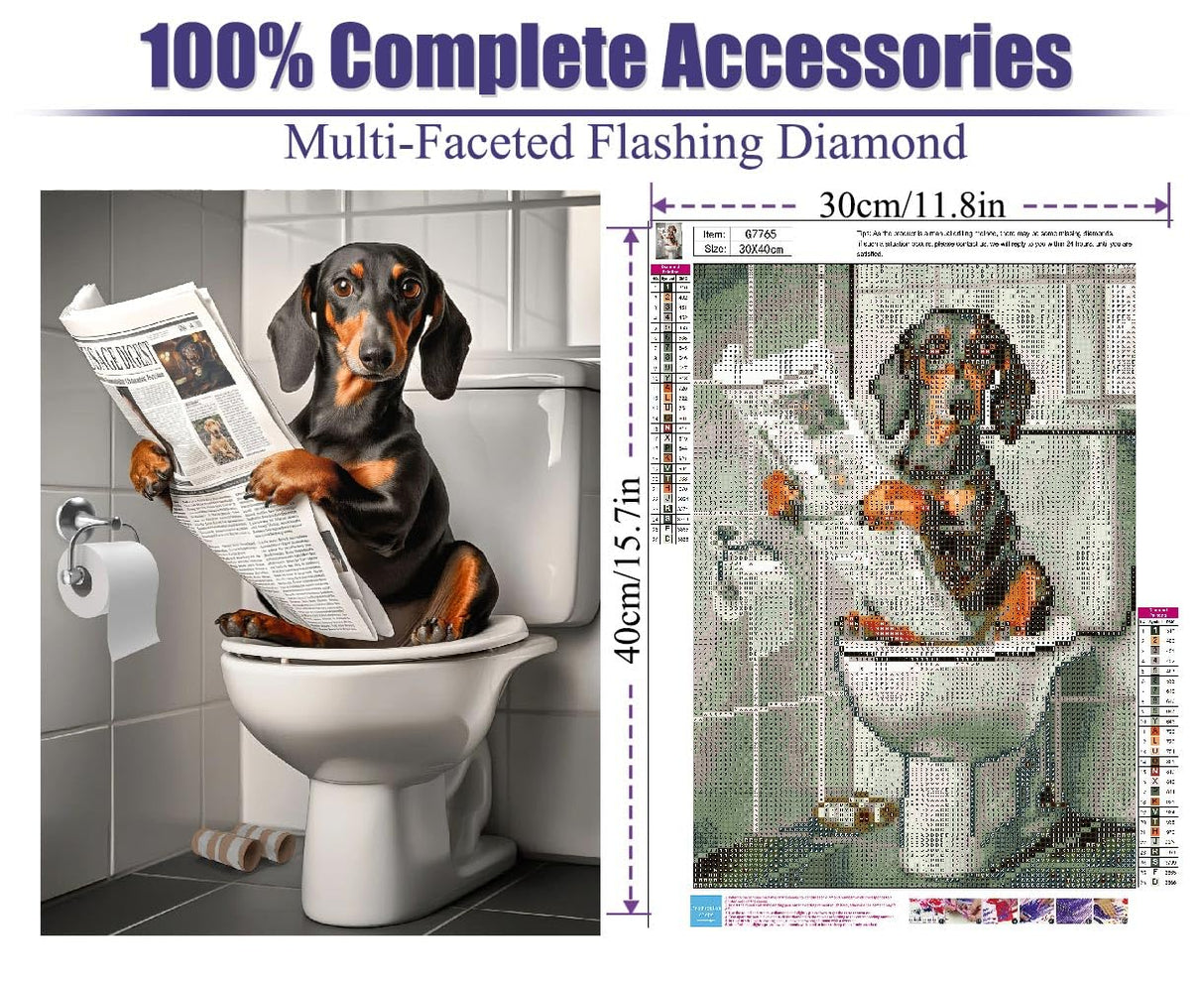 uuxsretaio Dachshund Diamond Painting Kits for Adults Beginners, Easy Dog Diamond Art Kits for Adults, 5D DIY Full Drill Diamond Dots Rhinestone Gem Art and Craft for Home Decor Present 12x16 inch uuxsretaio