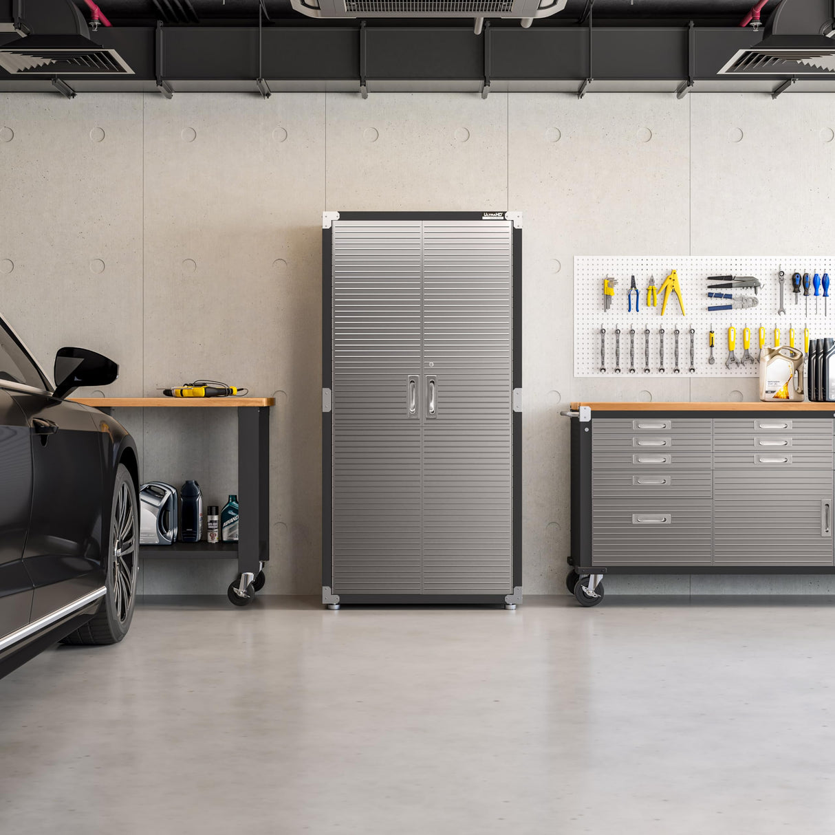 Seville Classics UltraHD Solid Steel Lockable Metal Storage Cabinet Locker Organizer, w/Adjustable Shelves for Garage, Warehouse, Office, Classroom, Graphite, 36" W x 24" D x 72" H Seville Classics