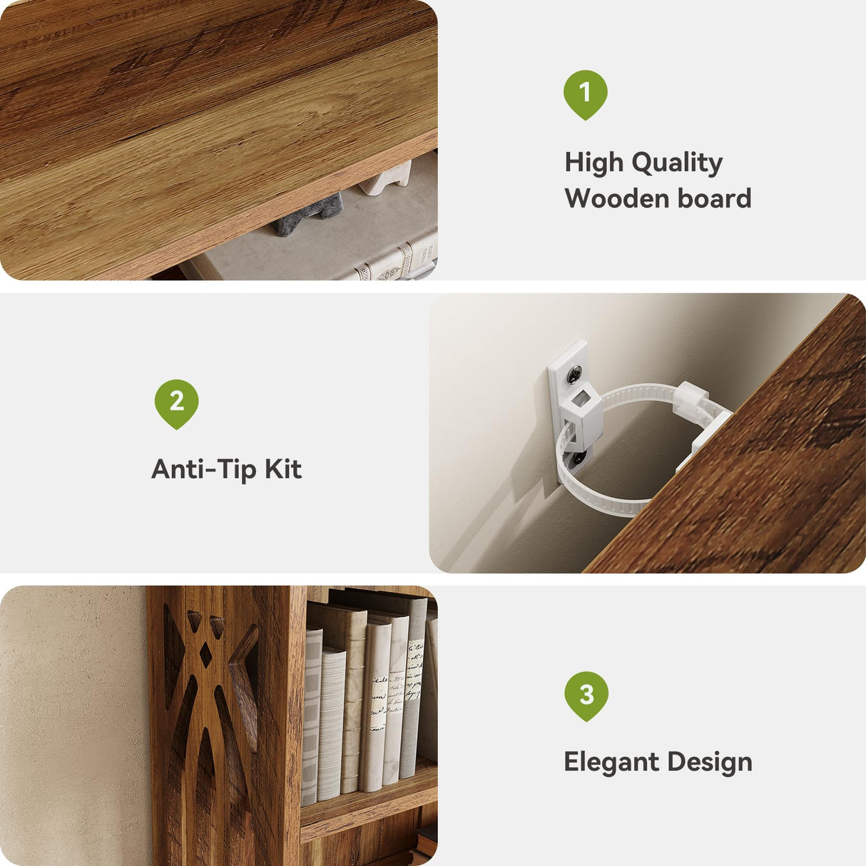 LITTLE TREE 6-Tier Bookcase, 75-Inch Farmhouse Bookshelves and Bookcases, Floor Standing 6 Shelf Wooden Display Storage Shelves Tall Bookcase for Home Office, Living Room, Bed Room, Brown LITTLE TREE