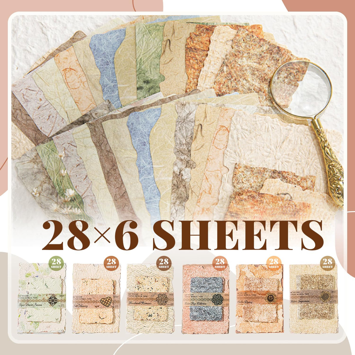 168Pcs Scrapbook Supplies Kit - Textured & Rice Paper for Scrapbooking, Junk Journals, Decoupage, Card Making & Mixed Media Collage NPCSWXQ