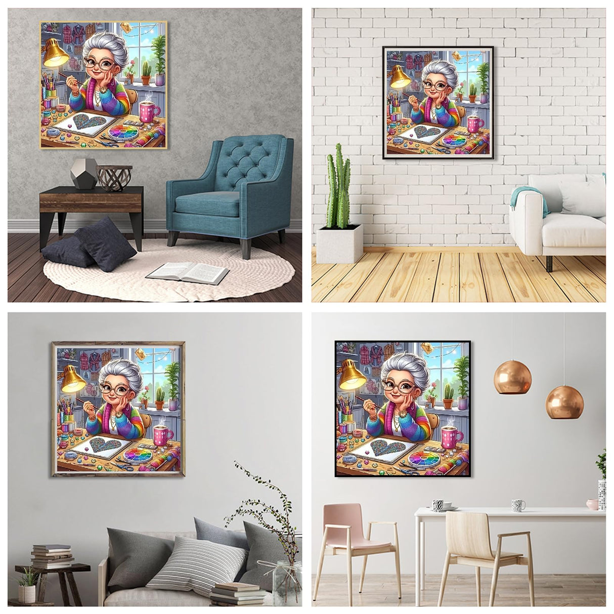 JFYHAB Diamond Art Kits for Adults,5D Grandma Diamond Painting DIY Diamond Art Diamond Painting Kits for Adult,Round Full Drill Diamonds, Diamond Art Kits for Home Decor-12x12inch JFYHAB