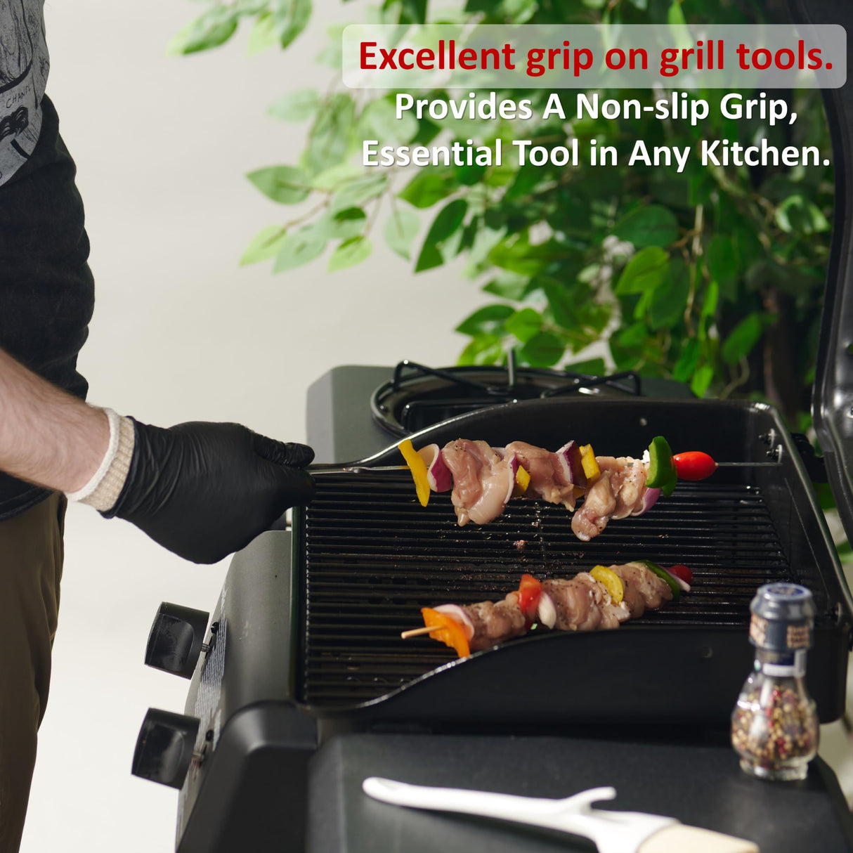 Tackleit BBQ Gloves 2 Cotton Glove Liners and 50 Disposable Nitrile for Cooking Baking Grilling Washable Cotton Liners Powder Latex Free Nitrile Gloves Tackleit