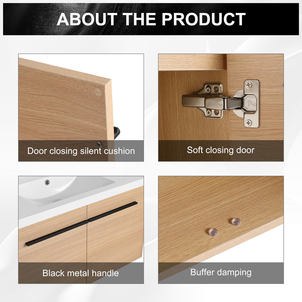 Beyondnext 36" Bathroom Vanity with Sink, 36 Inch Floating Bathroom Vanity, Single Sink Bathroom Vanity Combo, Modern Bathroom Vanity, Brown Wall Mounted Cabinet Set Beyondnext
