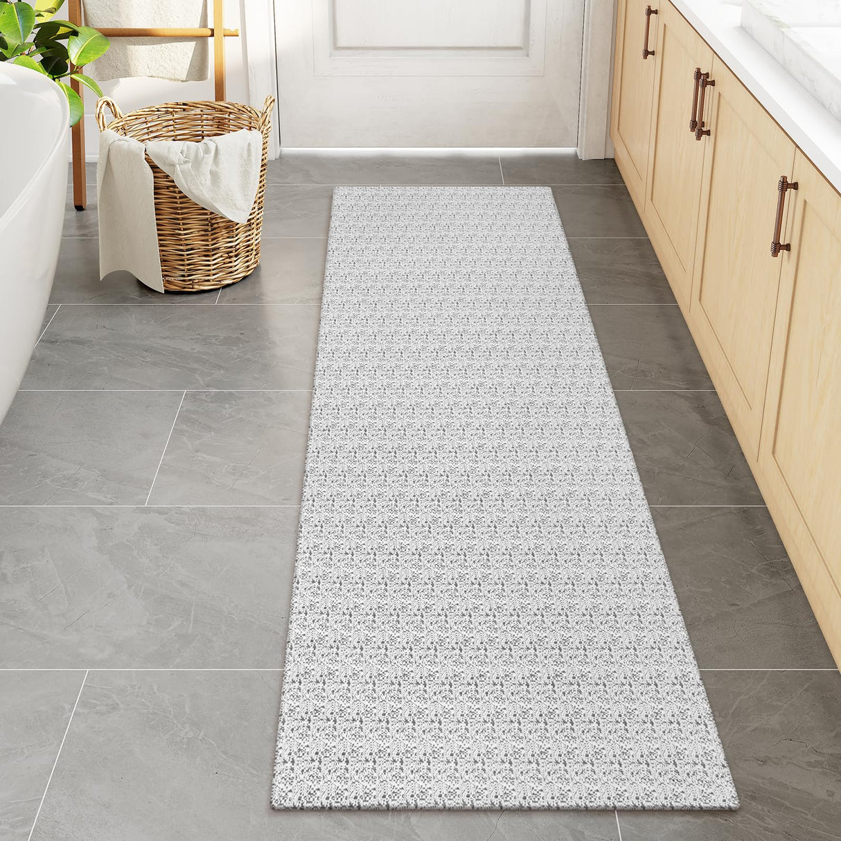 Collive Hallway Runner Rug 2x6 Kitchen Runner Rugs Non Slip Rubber Backed Gray Cotton Carpet Washable Farmhouse Rug Runners for Hallways Boho Floor Runners for Bedroom Entryway Laundry Collive