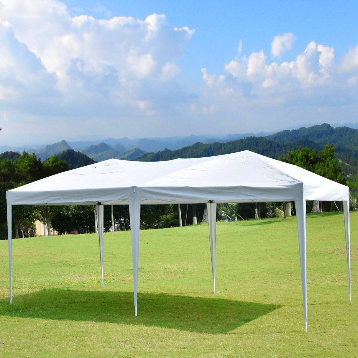 Easyzon 10'x20' Ez Pop Up Canopy Tent Commercial Instant Portable Folding Market Shelter Ez-up Canopies Outdoor White Gazebo with 4 SandBags, 6 Stake&Rope Easyzon