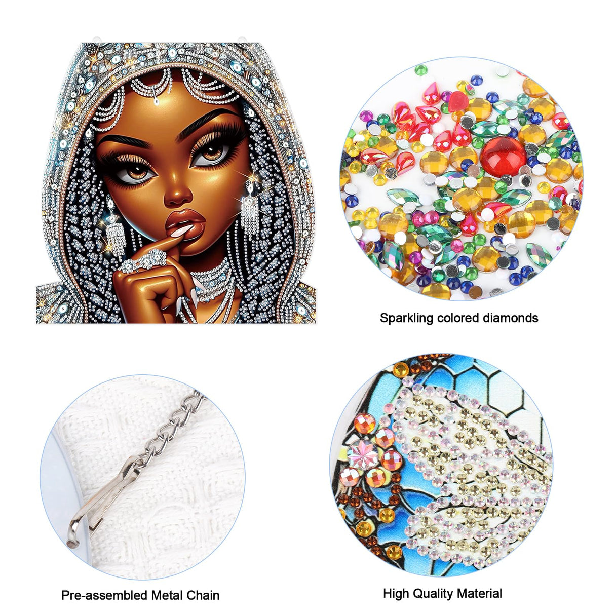 JISHSHAY Diamond Art Pendant African Woman Diamond Painting Hanging Woman Gem Art Hanging Pendant Gem Painting Sun Catchers Mosaic Kits for Adults Suncatchers Embroidery Kit Wind Chimes Windchimes JISHSHAY