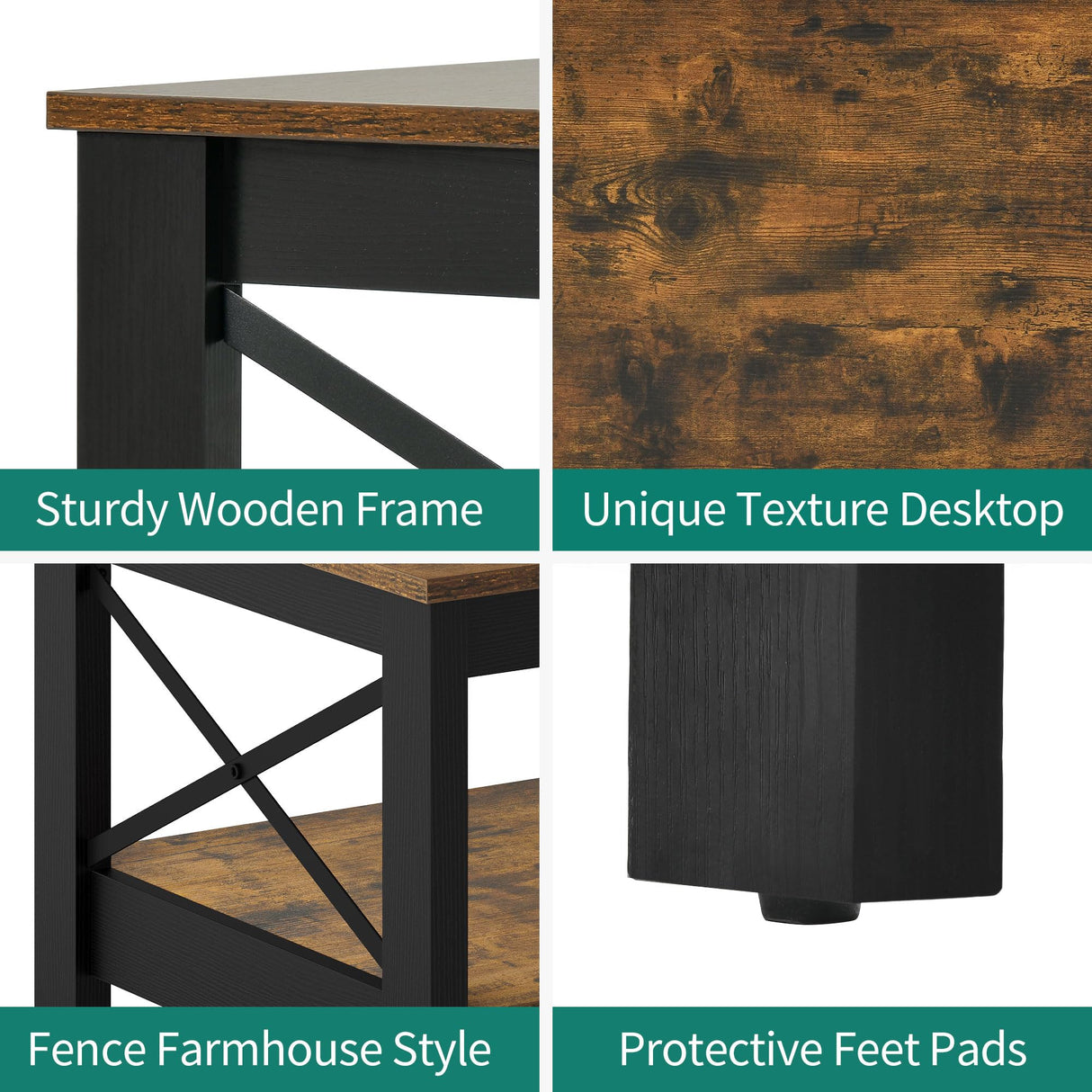 YITAHOME Coffee Table for Living Room,Modern Farmhouse Coffee Table with Storage,2-Tier Center Table for Living Room Wood Living Room Table Accent Cocktail with Sturdy Frame,Rustic Brown YITAHOME