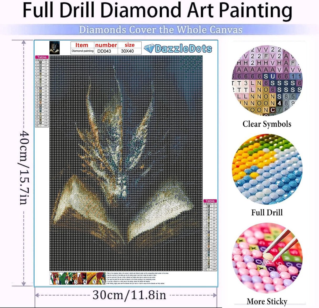 DAZZLEDOTS Diamond Art Kits for Adults, Dragon Diamond Painting Kits for Beginner Book Round 5D Full Drill Diamond Dots Crafts for Home Wall Decor Gifts 12x16 Inch DAZZLEDOTS