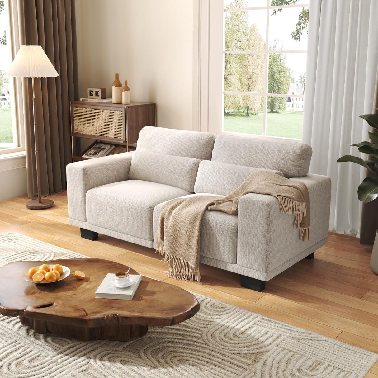 Pipishell Loveseat Couches for Living Room, 65" Modern Couch with Deep Seats and Wide Armrests, Comfortable Love Seat Sofa with Sturdy Frame, Easy to Clean with Removable Covers, White Pipishell