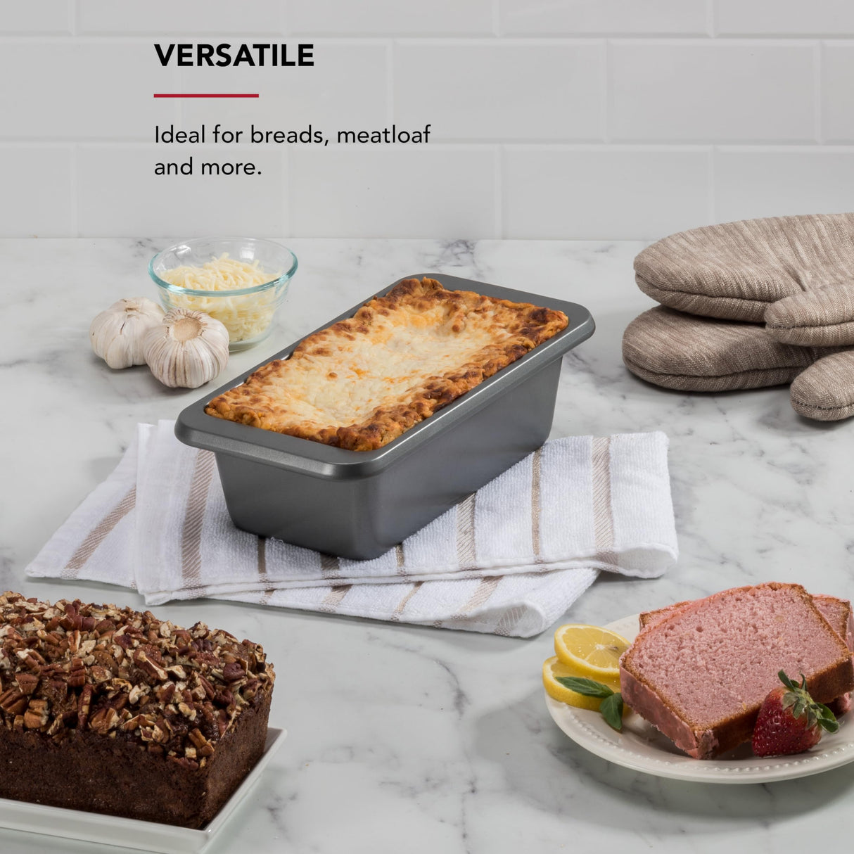 KitchenAid 9x5in Nonstick Aluminized Steel Loaf Pan, Contour Silver KitchenAid