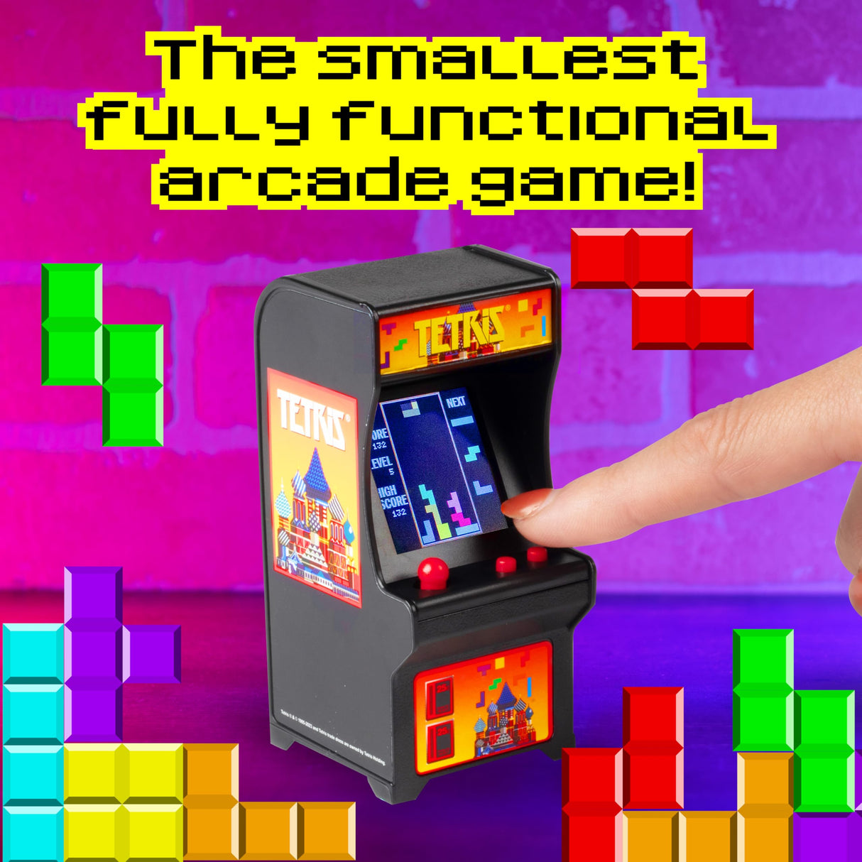 Tiny Arcade Tetris Mini Retro Game (3.5"): Playable Handheld Arcade Machine w/ Real Gameplay & Sound - Classic 1980's Video Game (Ages 8+) TINY ARCADE