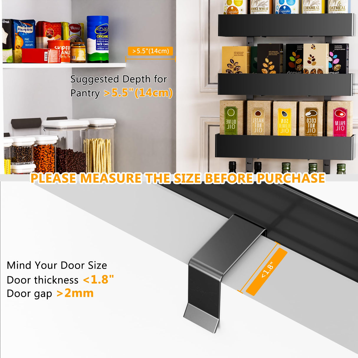 Moforoco 9-Tier Over The Door Pantry Organizer, Pantry Organization And Storage, Metal Hanging Spice Rack Shelves Door Moforoco