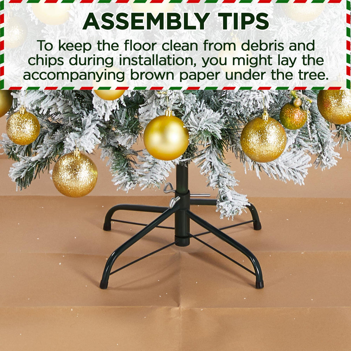 Yaheetech 4.5ft Pre-lit Artificial Christmas Tree with Incandescent Warm White Lights, Snow Flocked Full Prelighted Xmas Tree W/340 Branch Tips, 150 Incandescent Lights & Foldable Stand, Green & White Yaheetech