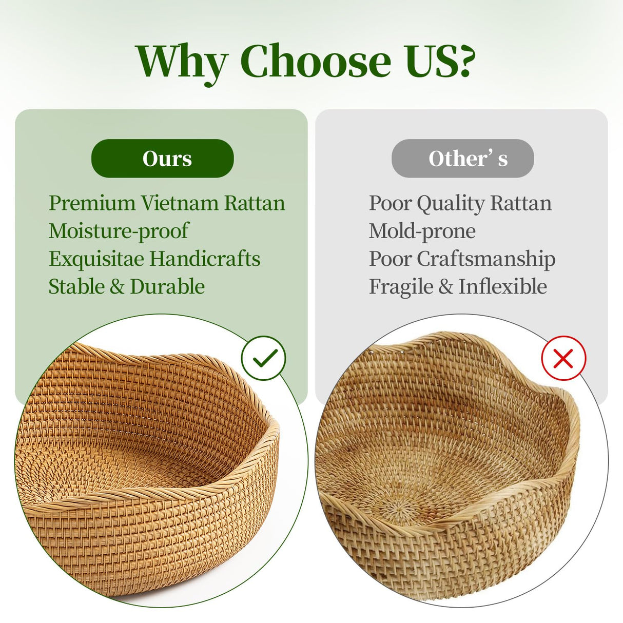 LAVNTM Rattan Bread Basket, 3 Pack Hand Woven Round Fruit Baskets for Serving, Picnic Basket, Wicker Storage for the Living Room Kitchen (Honey Brown) LAVNTM