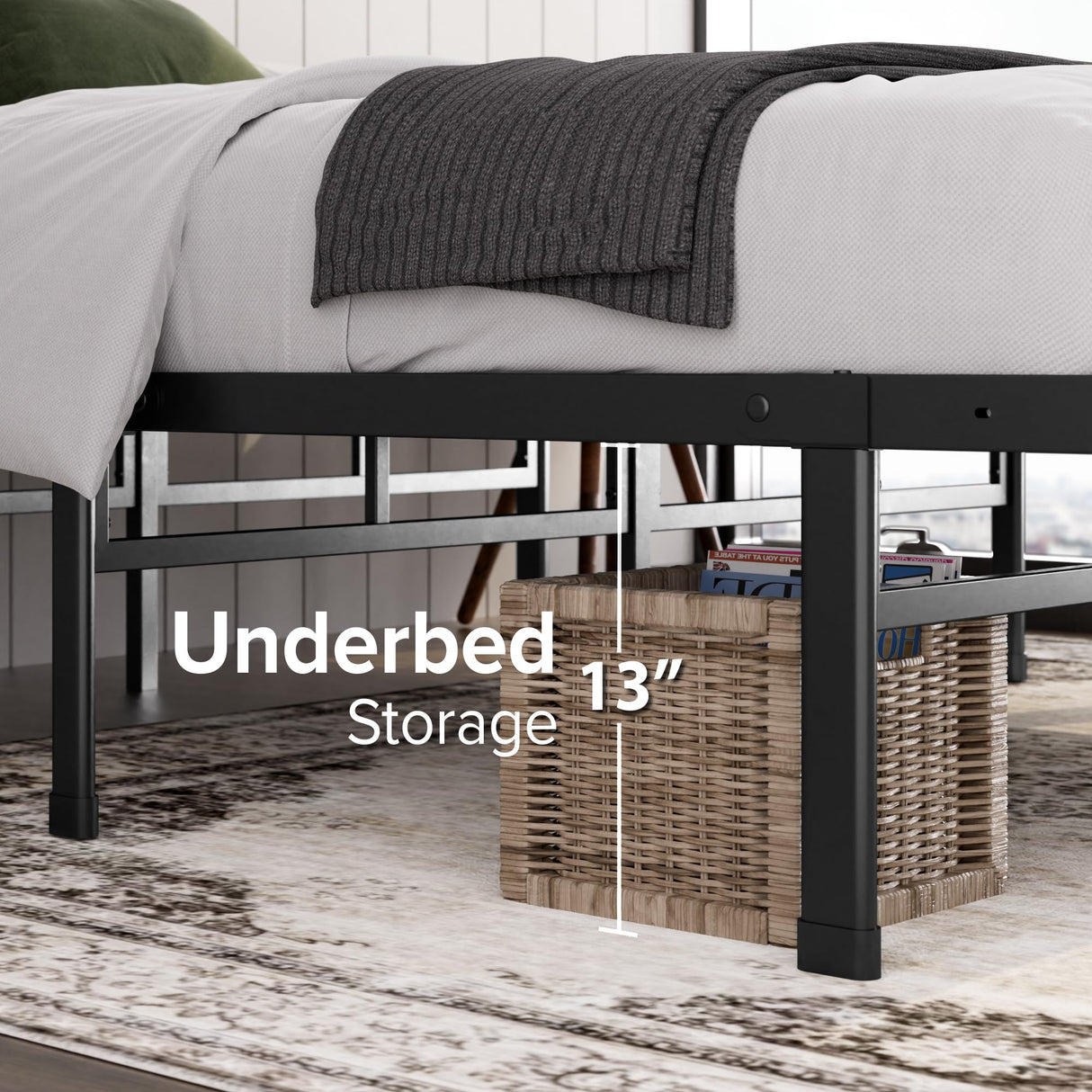 ZINUS Justin 14 Inch Easy to Assemble Mattress Foundation, Steel Support, No Box Spring Needed, Queen ZINUS