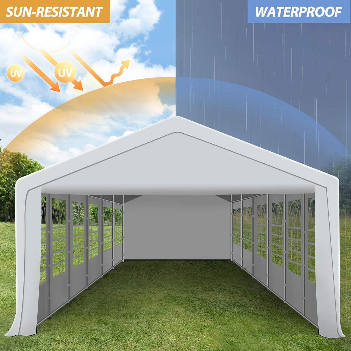 Raysfung 20' x 40' Party Tent Heavy Duty, Wedding Tent with Removable Sidewalls, Outdoor Gazebo Event Shelters Canopy for Birthday Party Raysfung