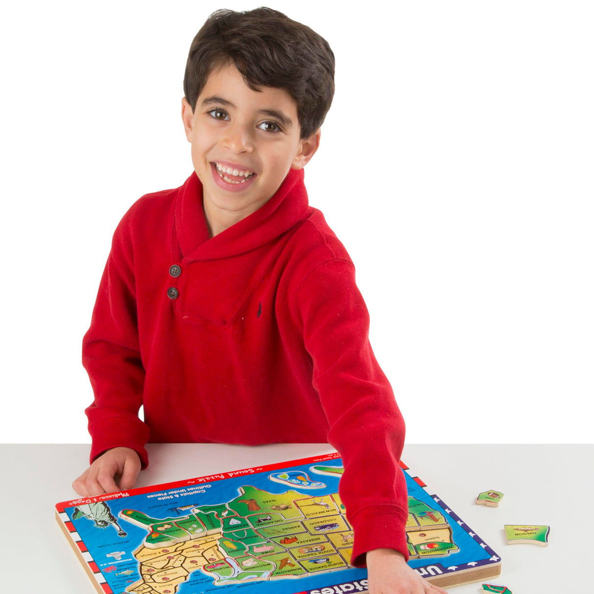 Melissa & Doug USA Map Sound Puzzle - Wooden Puzzle With Sound Effects (40 pcs), Multicolor - States And Capitals Map Puzzle, Educational Toy, Geography For Kids Ages 5+ Melissa & Doug