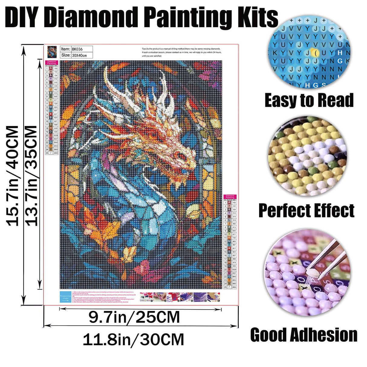 GMETNIC Dragon Diamond Painting Kits, Diamond Art Kits for Adults 5d Diamond Painting for Beginners, Wall Decor Gifts Round Diamonds Full Drill Pintura De Diamantes 12x16inch GMETNIC