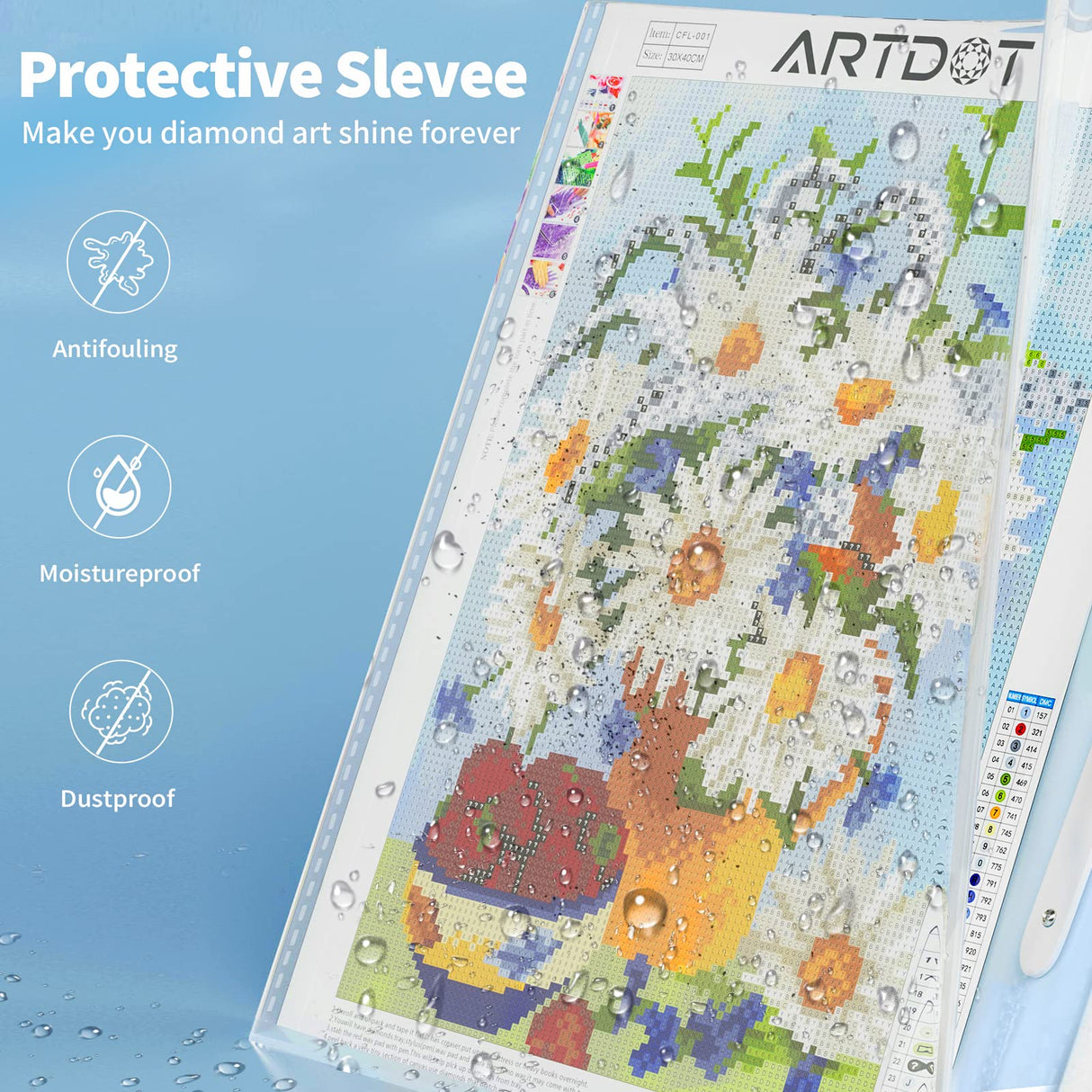 ARTDOT A3 Storage Book for Diamond Art Kits, Portfolio Folder for Diamond Painting Accessories with 30 Pocket Slevees Protectors (16.9x12.4inches) ARTDOT